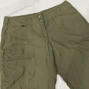 ExOfficio Lightweight Ankle Pants Womens‎ 12 Green Pockets Hiking Utility Travel